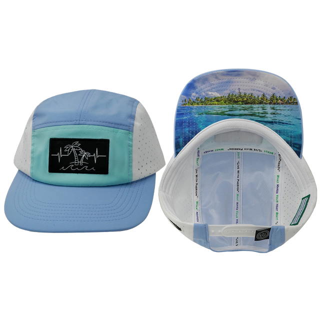 Beach Hat, 5 Panel Hat, Snapback, Baby Blue, Mint, White, Mens Hat, Womens Hat, Main Picture