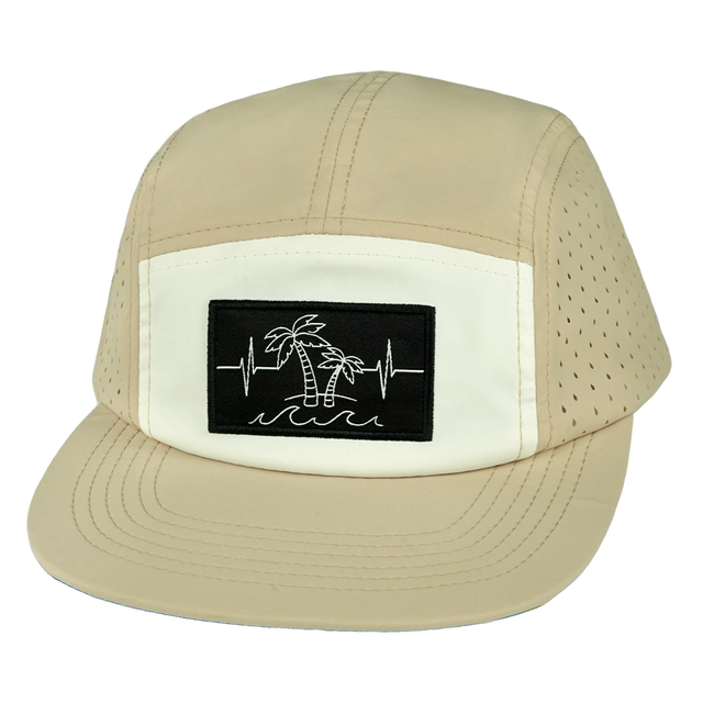 Beach Hat, 5 Panel Hat, Snapback, Sand, White, Mens Hat, Womens Hat, Front Picture