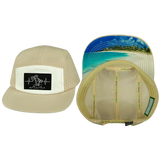 Beach Hat, 5 Panel Hat, Snapback, Sand, White, Mens Hat, Womens Hat, Main Picture