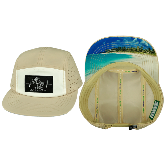 Beach Hat, 5 Panel Hat, Snapback, Sand, White, Mens Hat, Womens Hat, Main Picture