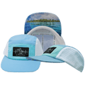 Beach Hat - 5 Panel - Baby Blue / Mint / White - Laser Mesh