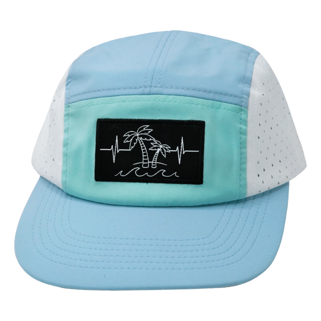 Beach Hat, 5 Panel Hat, Snapback, Baby Blue, Mint, White, Mens Hat, Womens Hat, Front Picture