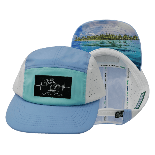 Beach Hat, 5 Panel Hat, Snapback, Baby Blue, Mint, White, Mens Hat, Womens Hat, Main Picture