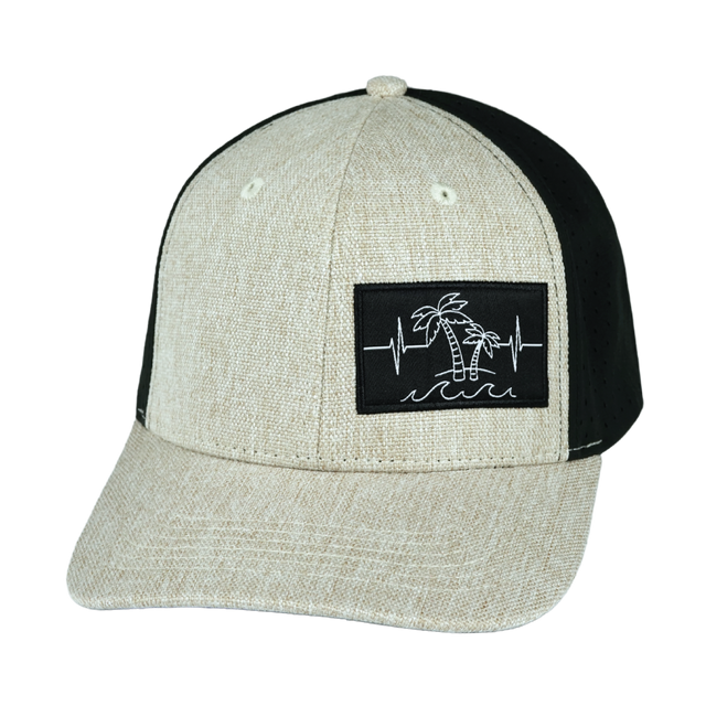 Beach Hat, Baseball Hat, Snapback Hat, Cream Hemp, Black, Mens Hat, Womens Hat, Front Picture