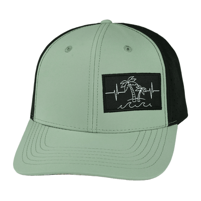 Beach Hat, Baseball Hat, Snapback Hat, Sage Green, Black, Mens Hat, Womens Hat, Front Picture