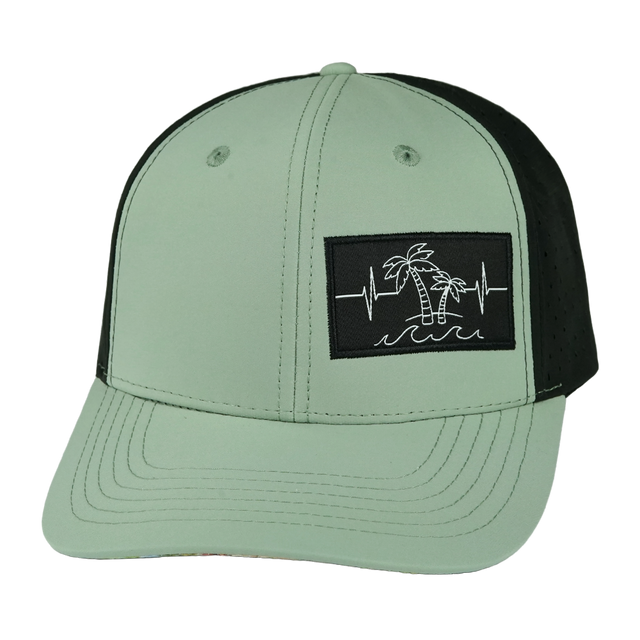 Beach Hat, Baseball Hat, Snapback Hat, Sage Green, Black, Mens Hat, Womens Hat, Front Picture