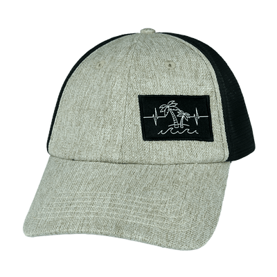 Beach Hat, Dad Hat, Snapback, Gray Tan  Hemp, Black, Mens Hat, Womens Hat, Front Picture