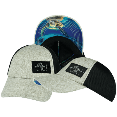 Beach Hat — Dad Hat, Gray Tan Hemp / Black, Soft Trucker Mesh