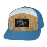 Beach Hat, Flat Bill, Snapback Hat, Mint, White, Mens Hat, Womens Hat, Cork, Blue, White, Front Picture 