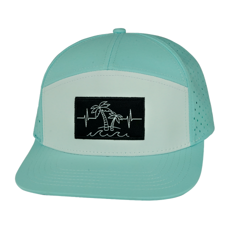 Beach Hat, Flat Bill, Snapback Hat, Mint, White, Mens Hat, Womens Hat, Front Picture