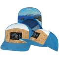 Beach Hat - Flat Bill - Cork - Blue / White - Laser Mesh