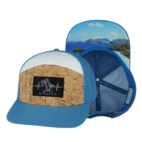 Beach Hat, Flat Bill, Snapback Hat, Mint, White, Mens Hat, Womens Hat, Cork, Blue, White, Main Picture 