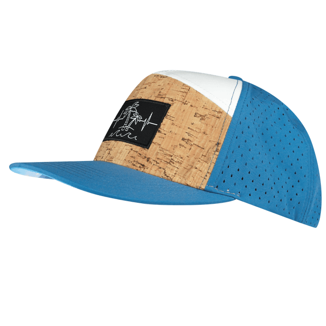 Beach Hat, Flat Bill, Snapback Hat, Mint, White, Mens Hat, Womens Hat, Cork, Blue, White, Side Picture 