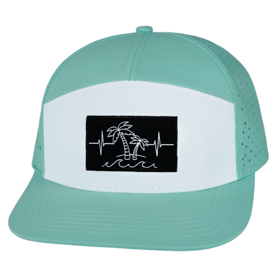 Beach Hat, Flat Bill, Snapback Hat, Mint, White, Mens Hat, Womens Hat, Front Picture