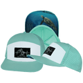 Beach Hat - Flat Bill - Mint / White - Laser Mesh