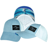 Beach Hat, Low Profile, Ponytail, Snapback Hat, Light Blue, White, Mens Hat, Womens Hat, Main Picture 