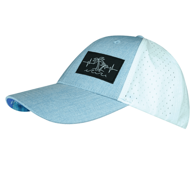 Beach Hat, Low Profile, Ponytail, Snapback Hat, Light Blue, White, Mens Hat, Womens Hat, Side Picture 