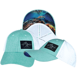 Beach Hat, Low Profile, Ponytail, Snapback Hat, Teal, White, Mens Hat, Womens Hat, Main Picture 