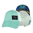 Beach Hat, Low Profile, Ponytail, Snapback Hat, Teal, White, Mens Hat, Womens Hat, Main Picture 