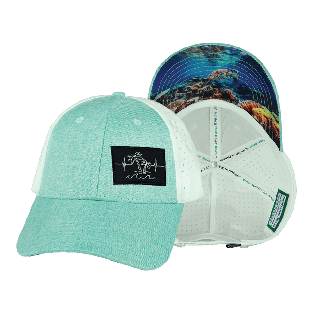Beach Hat, Low Profile, Ponytail, Snapback Hat, Teal, White, Mens Hat, Womens Hat, Main Picture 