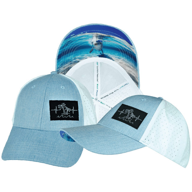 Beach Hat, Low Profile, Ponytail, Snapback Hat, Light Blue, White, Mens Hat, Womens Hat, Main Picture 