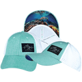 Beach Hat - Low Profile - Ponytail - Teal / White - Laser Mesh
