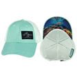 Beach Hat, Low Profile, Ponytail, Snapback Hat, Teal, White, Mens Hat, Womens Hat, Main Picture 