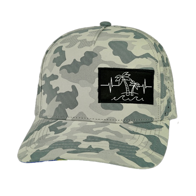 Beach Hat, Trucker Hat, Snapback Hat, Soft Gray Camo, Mens Hat, Womens Hat, Front Picture