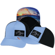 Beach Hat, Trucker Hat, Snapback Hat, Light Blue, Black, Mens Hat, Womens Hat, Main Picture