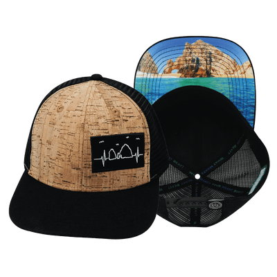 Cabo Hat — Baseball Hat Fit, Cork, Black, Trucker Mesh