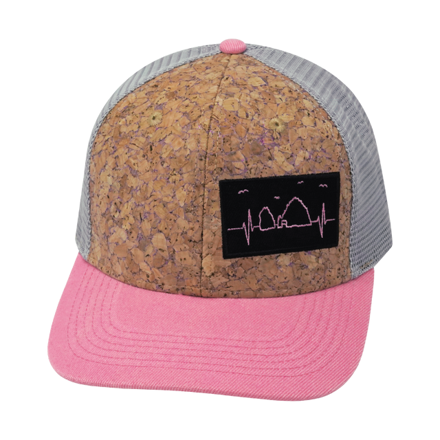 Cabo Hat, Baseball Hat, Snapback Hat, Cork, Pink, Gray, Mens Hat, Womens Hat, Front Picture