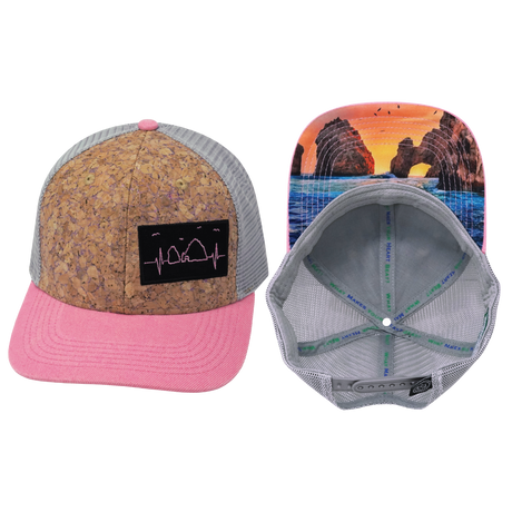 Cabo Hat, Baseball Hat, Snapback Hat, Cork, Pink, Gray, Mens Hat, Womens Hat, Main Picture