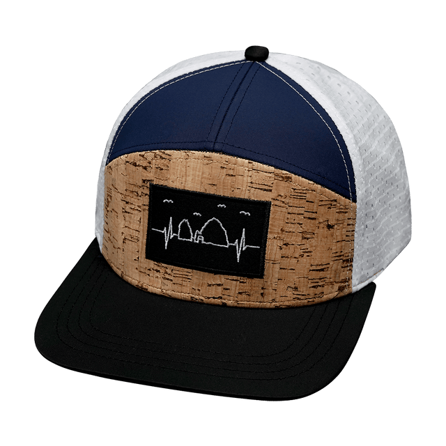 Cabo Hat, Flat Bill, Snapback Hat, Cork, Black, Navy, White, Mens Hat, Womens Hat, Front Picture