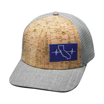 California Hat, Baseball Hat, Snapback Hat, Cork, Heather Gray, Gray, Mens Hat, Womens Hat, Front Picture