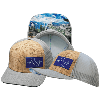 California Hat — Baseball Hat Fit, Cork, Heather Gray / Gray, Trucker Mesh