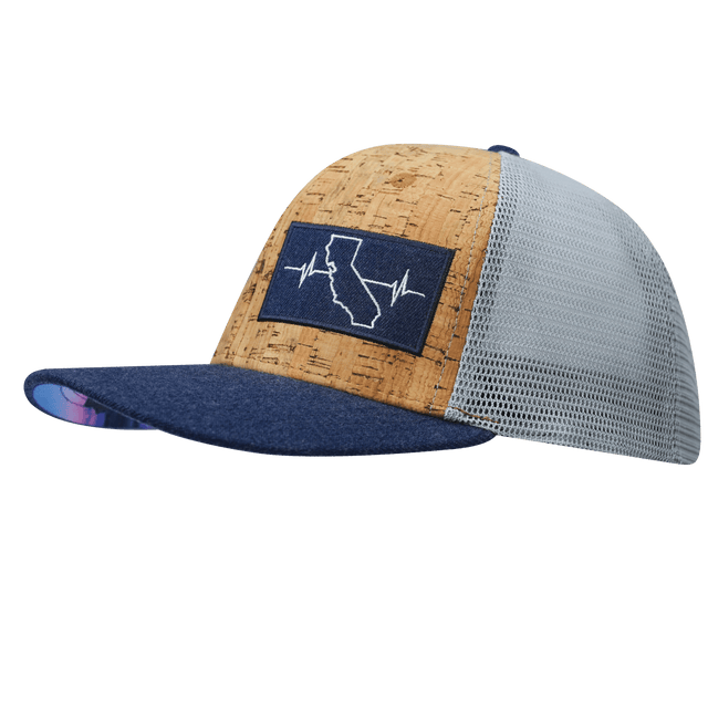 California Hat, Baseball Hat, Snapback Hat, Cork, Navy, Gray, Mens Hat, Womens Hat, Side Picture