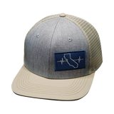 California Hat, Baseball Hat, Snapback Hat, Cream, Gray, Mens Hat, Womens Hat, Front Picture