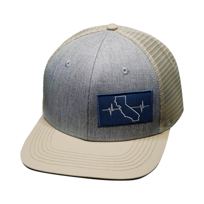 California Hat, Baseball Hat, Snapback Hat, Cream, Gray, Mens Hat, Womens Hat, Front Picture