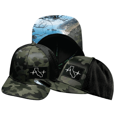 California Hat, Baseball Hat, Snapback Hat, Green Camo, Black, Mens Hat, Womens Hat, Main Picture