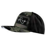 California Hat, Baseball Hat, Snapback Hat, Green Camo, Black, Mens Hat, Womens Hat, Side Picture
