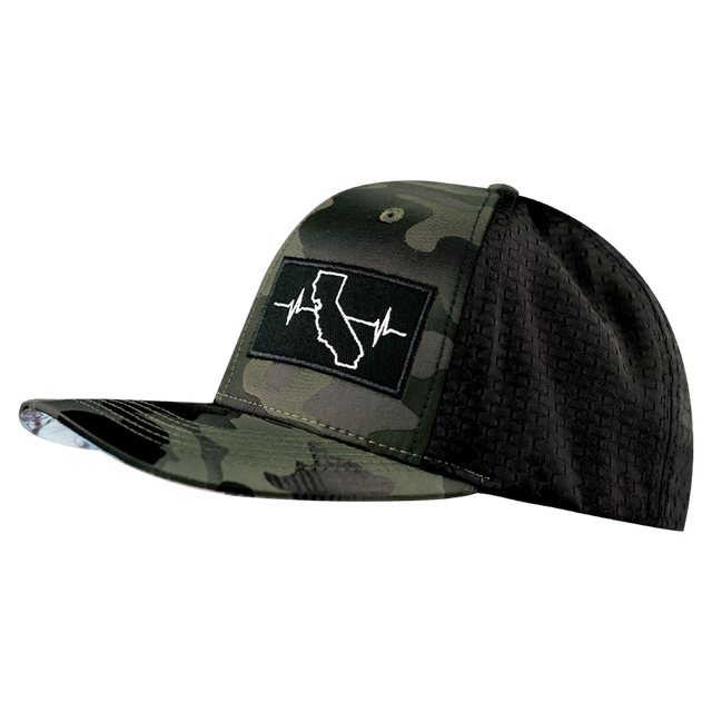 California Hat, Baseball Hat, Snapback Hat, Green Camo, Black, Mens Hat, Womens Hat, Side Picture