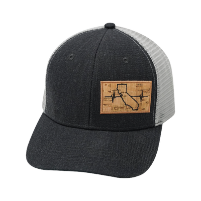 California Hat, Baseball Hat, Snapback Hat, Charcoal, Gray, Mens Hat, Womens Hat, Front Picture