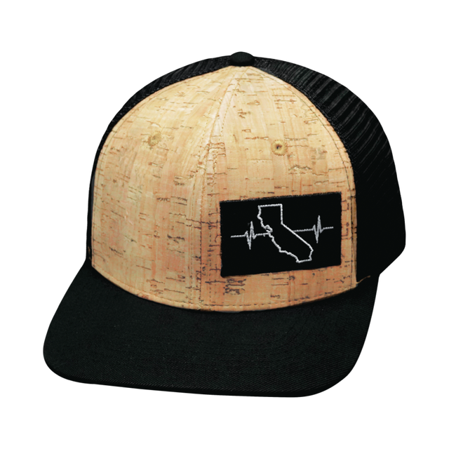 California Hat, Baseball Hat, Snapback Hat, Cork, Black, Mens Hat, Womens Hat, Front Picture