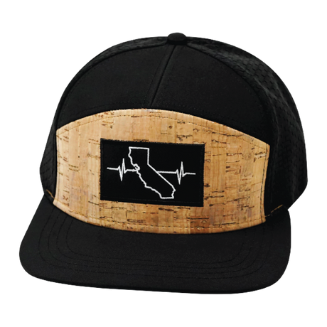 California Hat, Flat Bill, Snapback Hat, Cork, Black, Mens Hat, Womens Hat, Front Picture