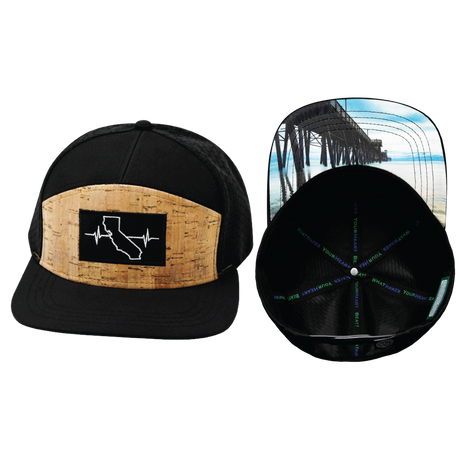 California Hat, Flat Bill, Snapback Hat, Cork, Black, Mens Hat, Womens Hat, Main Picture