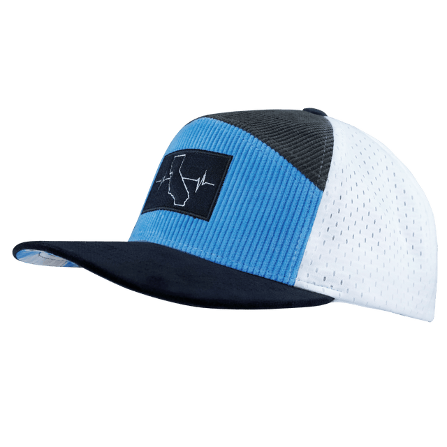 California Hat, Flat Bill, Snapback Hat, Corduroy, Charcoal, Light Blue, White, Mens Hat, Womens Hat, Side Picture