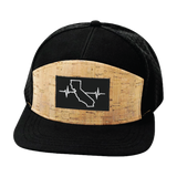 California Hat, Flat Bill, Snapback Hat, Cork, Black, Mens Hat, Womens Hat, Front Picture