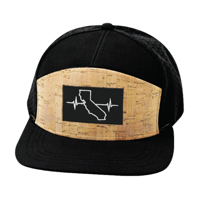 California Hat, Flat Bill, Snapback Hat, Cork, Black, Mens Hat, Womens Hat, Front Picture