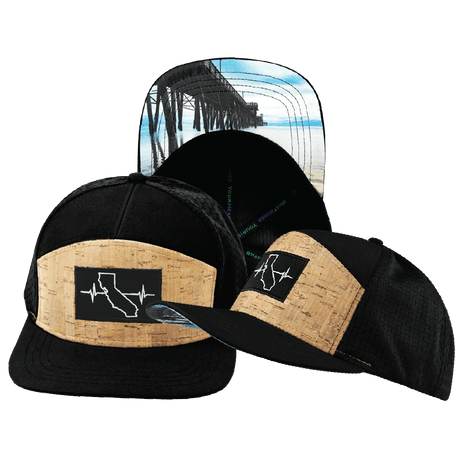 California Hat, Flat Bill, Snapback Hat, Cork, Black, Mens Hat, Womens Hat, Main Picture