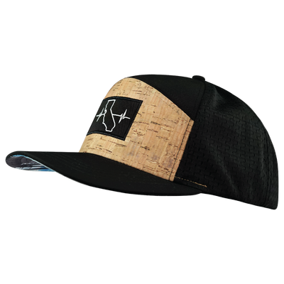 California Hat, Flat Bill, Snapback Hat, Cork, Black, Mens Hat, Womens Hat, Side Picture